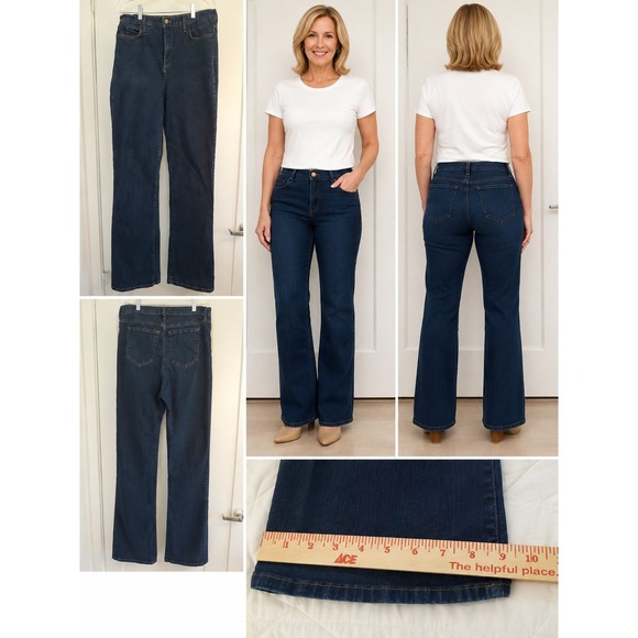 NYDJ Denim - NYDJ Tummy Tuck‎ Jeans Women's Size 18 Blue Denim Wide Leg Boho Western Y2k